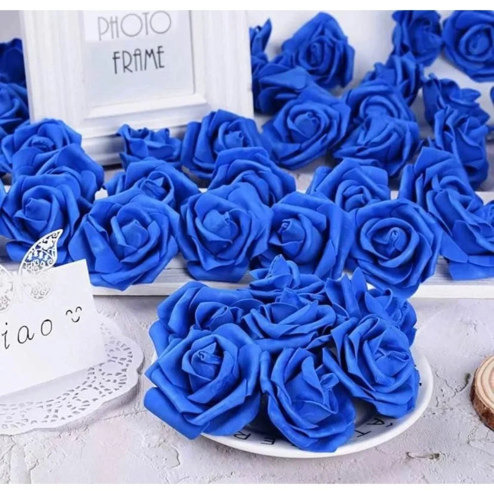 100 count | Royal Blue Artificial Roses Wedding Home Bouquet Decor ~ New